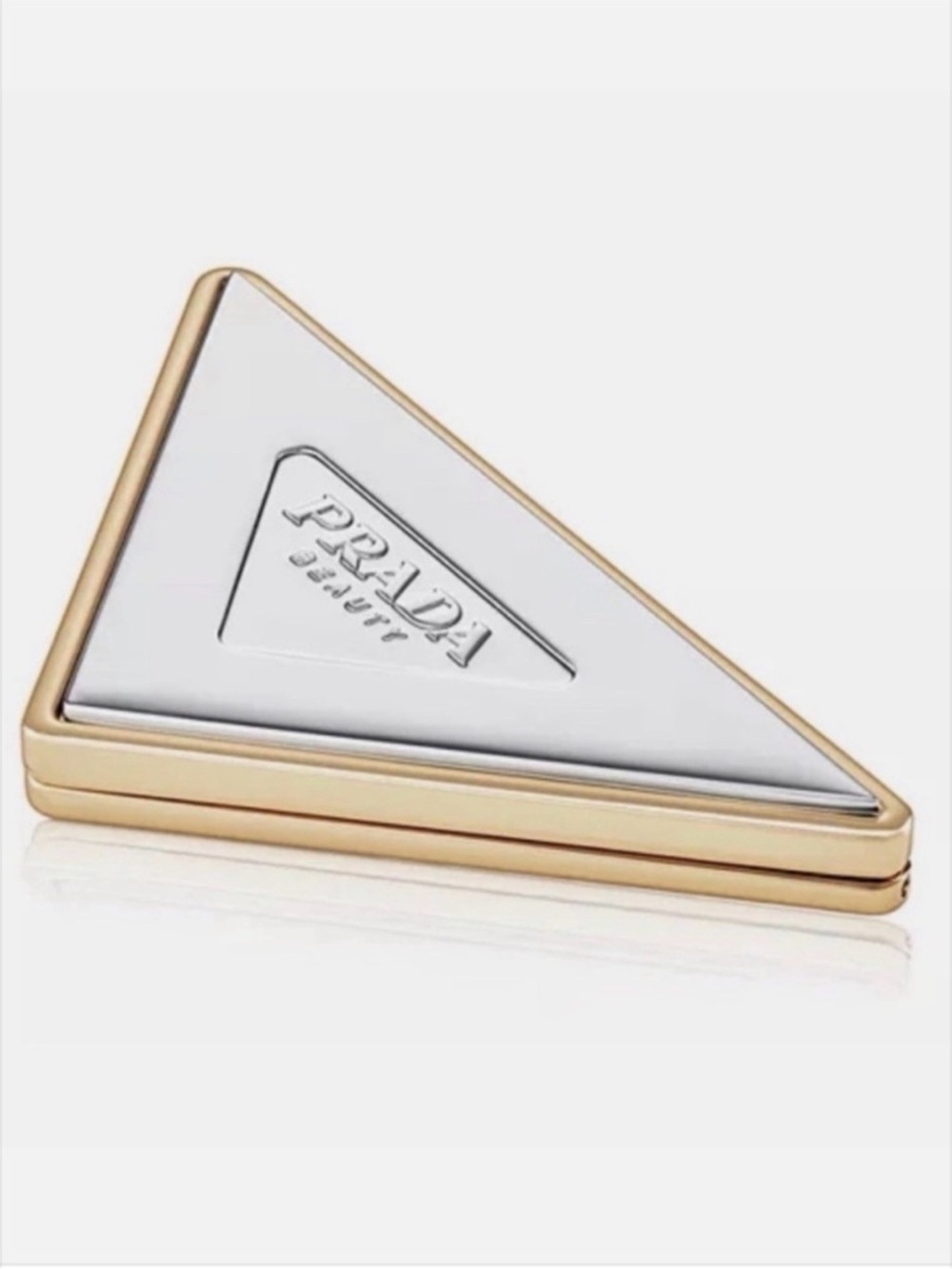 Prada Gold and Silver Triangle Compact Mirror
